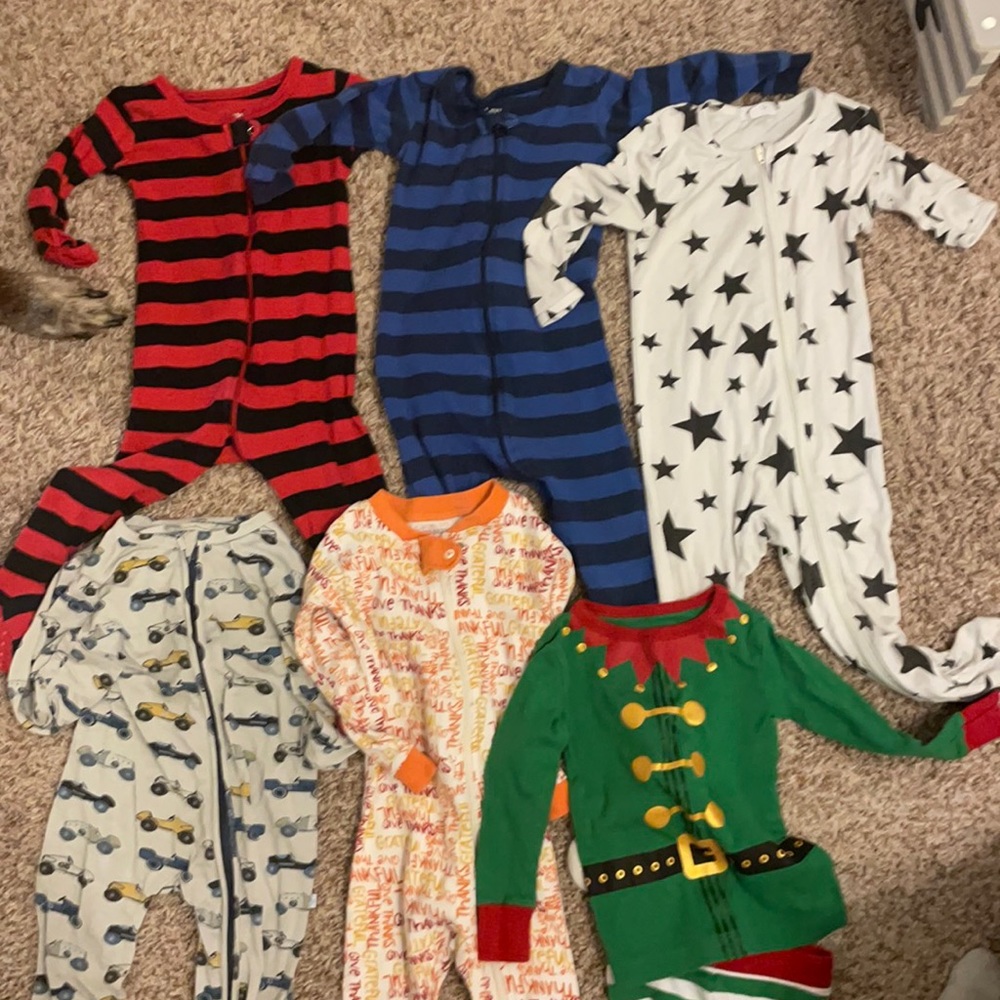 Set of 6 Infant pajamas, various brands, all 12-18 months
